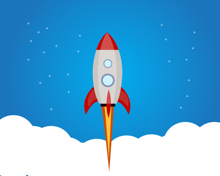 Start-up rocket  Rocket launcher object vector.のイラスト素材