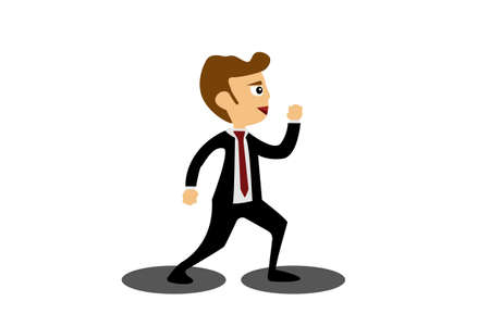 Businessman running action vector cartoon.のイラスト素材