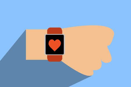Hand wear smart wacth for health eith long shadows.のイラスト素材