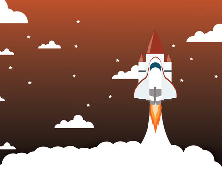 Start up Business template of Boost your business. Modern flat design concept of web page design for website and mobile website on night time.のイラスト素材