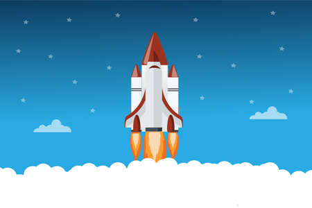 Start Up. Rocket ship. Flat design modern vector and  a new innovation new design for future.のイラスト素材
