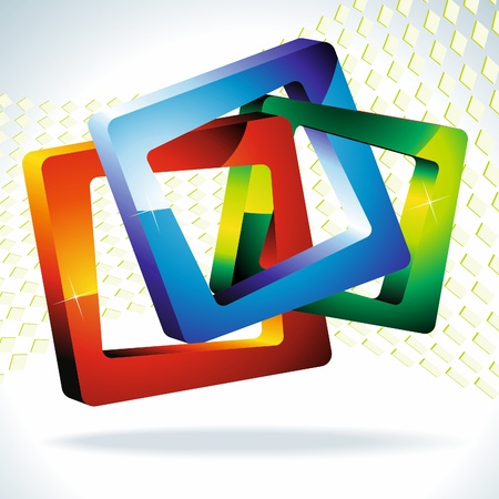 3d geometric shapes. Multi-colored squares 3d. Vector.のイラスト素材