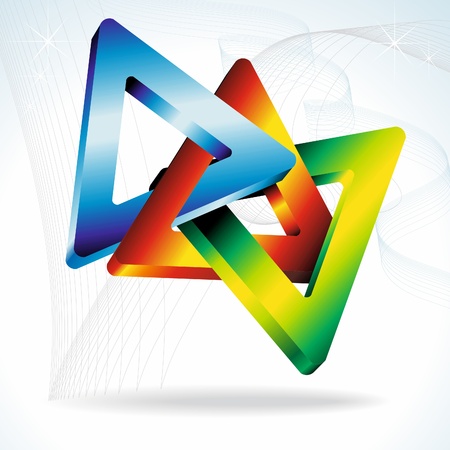 3d geometric shapes. Colorful 3D triangles. Vector.のイラスト素材