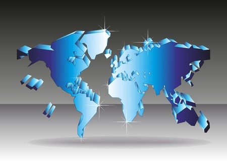 The dark blue world map 3D. A vector illustration.のイラスト素材