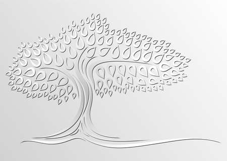 Tree silhouette on a grey background. Vector illustration.のイラスト素材