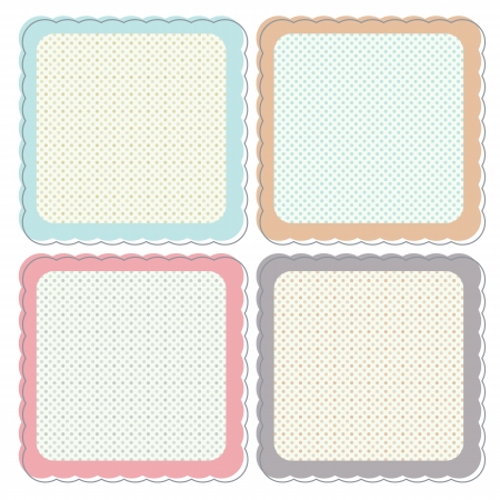 A set of cute retro icons or frames in pastel colours. These can be used as icons, stickers, labels etcのイラスト素材