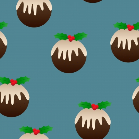 Christmas plum pudding designs as a perfectly seamless tile - ideal for backgrounds, wrapping paper and more!のイラスト素材