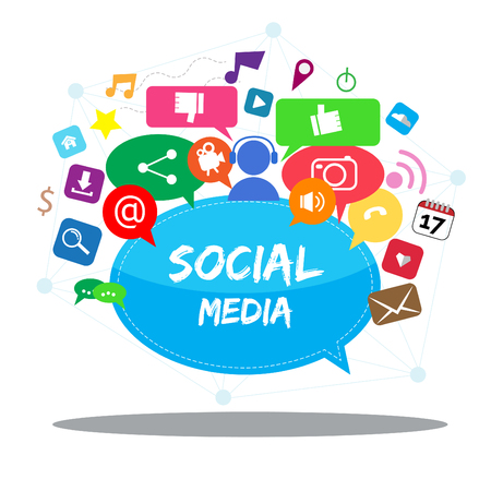 social media and text  box with Vector backgroundのイラスト素材