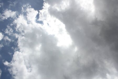 Blue sky with big cloud on sunny day in summerの写真素材