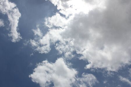 Blue sky with big cloud on sunny day in summerの写真素材