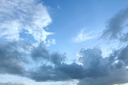 Blue sky with rain clouds background before rainの写真素材