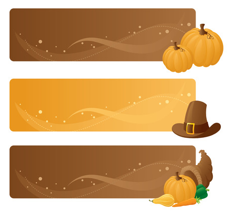 3 separately grouped autumnal/thanksgiving banners.のイラスト素材