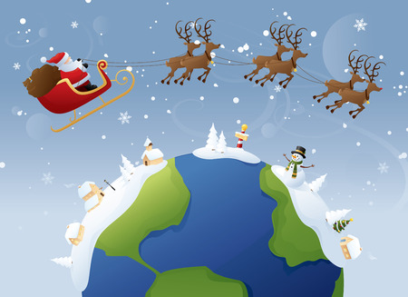 Santa delivers around the globe - who needs Amazon!のイラスト素材