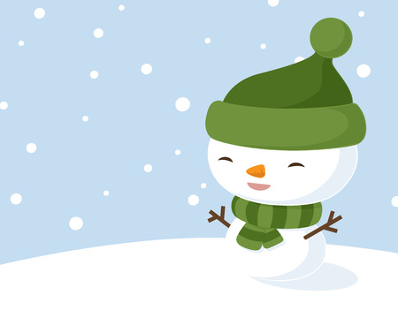Cute little snowman drawn Kawaii styleのイラスト素材