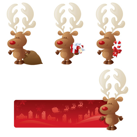 Festive banner with Rudolph. Easy to put your favourite Rudolph with bannerのイラスト素材