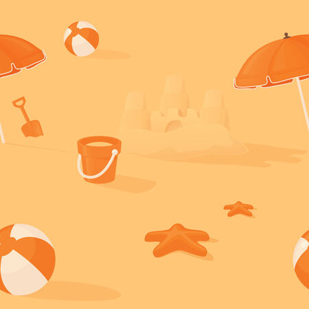 Summery beach seamless background.のイラスト素材