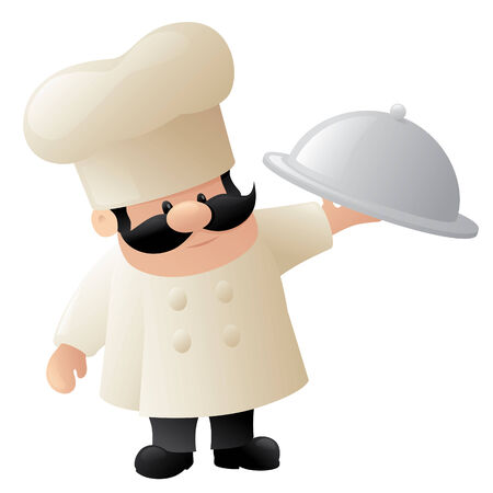 Chef serving up dinnerのイラスト素材