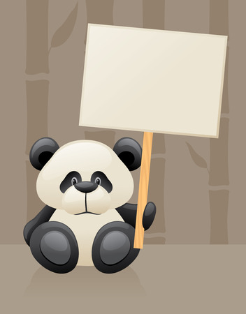 Little panda holds up the message of your choice. Bamboo background can be extended.のイラスト素材
