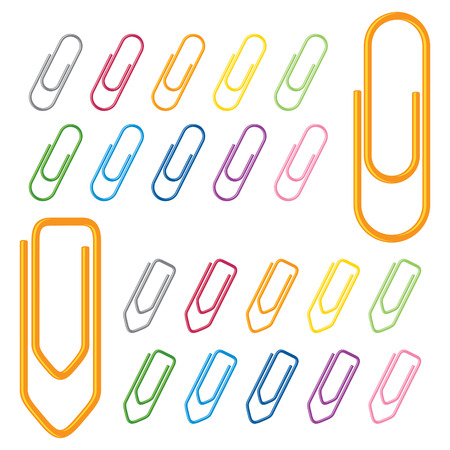 Rounded and pointy paperclips in different shades.のイラスト素材
