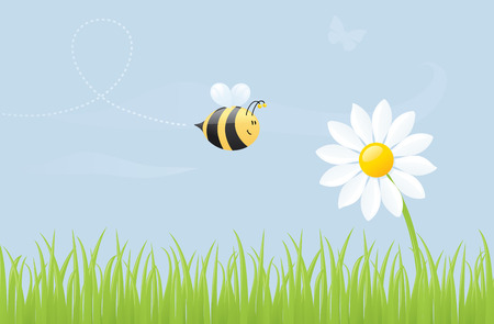 Such a big flower - such a happy little bee!のイラスト素材
