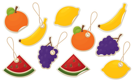 Bright fruity stickers and tags.のイラスト素材