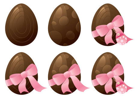 Chocolate eggs with bows and gift tags.のイラスト素材