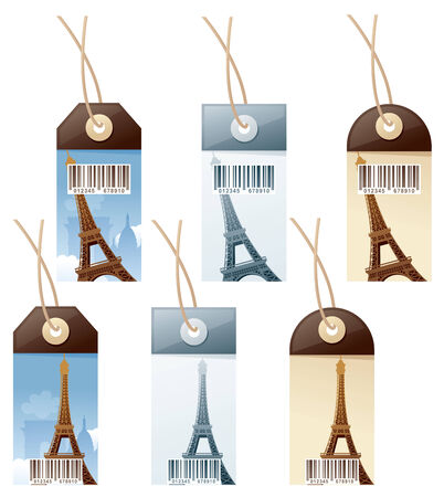 Price tags with barcode and Eiffel Towerのイラスト素材