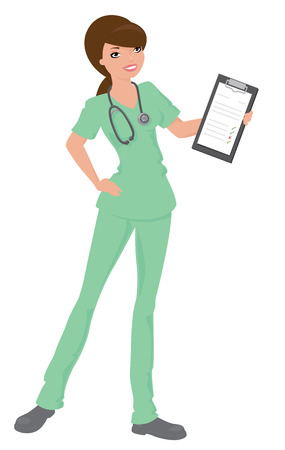 Nurse checking the patient records.のイラスト素材