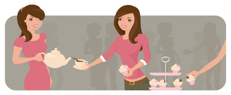 Women at a tea party.のイラスト素材