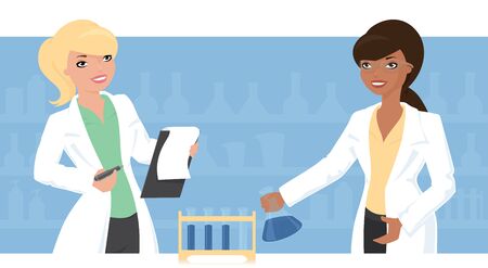 Learned ladies in the lab.のイラスト素材