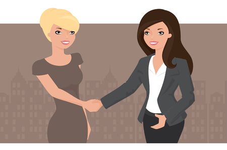 Two business women shaking hands.のイラスト素材