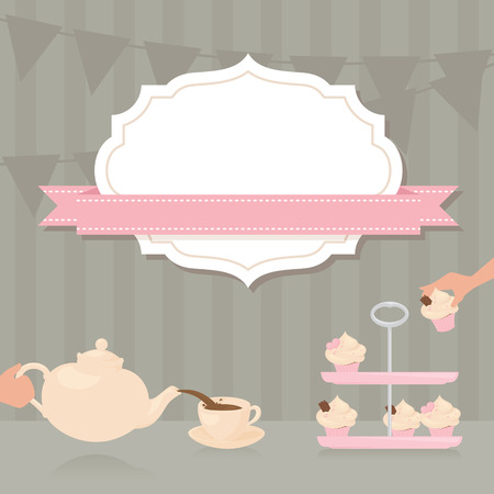 Tea Party invitation with copy space.のイラスト素材