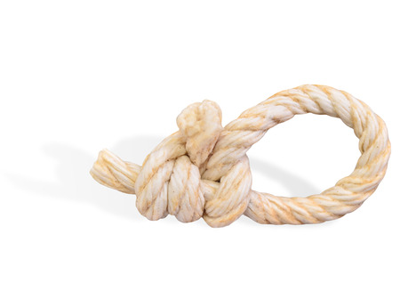 Knot rope with soft shadow isolated on white background