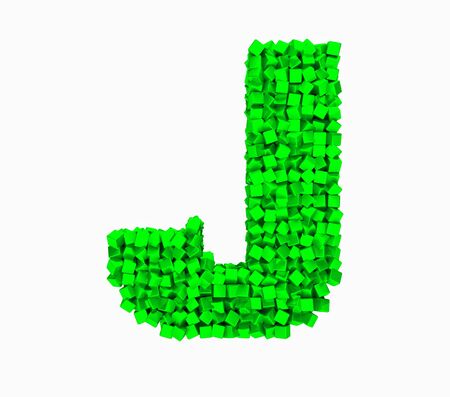 3D design the English alphabet cubes vrashenie, green letter Jの写真素材