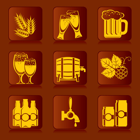 set of icons of beer and ingredientsのイラスト素材