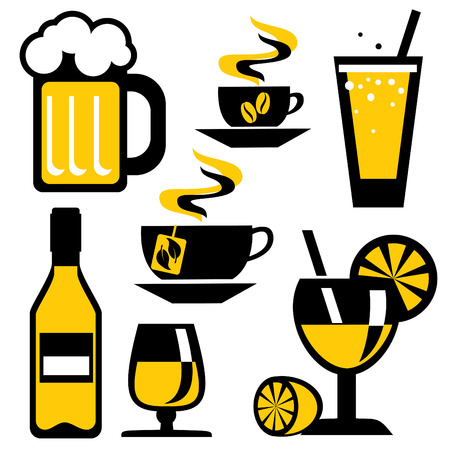 set of icons on the drink and beverages. Vector icons in two colorsのイラスト素材