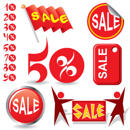set of image banners and labels on saleのイラスト素材