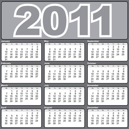 vector model calendar grid in 2011のイラスト素材