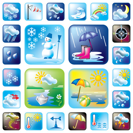   set weather and season symbolsのイラスト素材