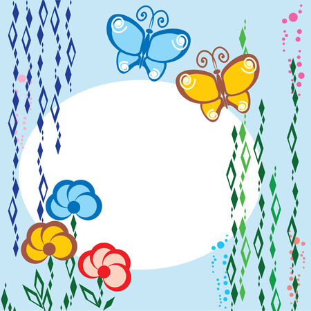 background on flowers and butterflies themeのイラスト素材