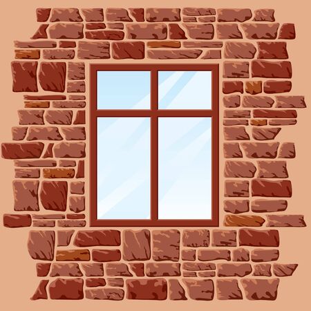 background of stone wall with windowのイラスト素材