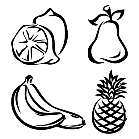 set vector images of fruitのイラスト素材
