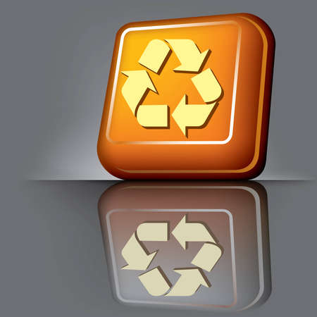 image volumetric computer button with the symbol of recyclingのイラスト素材