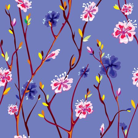 vector seamless background with spring flower のイラスト素材