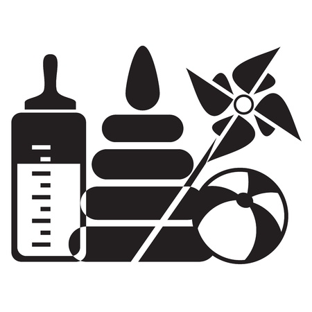 black and white icon of baby toys のイラスト素材