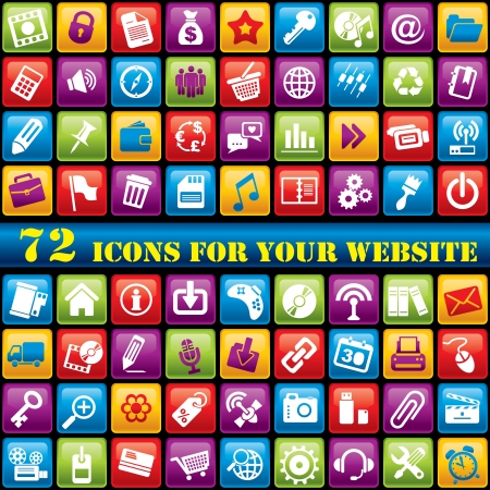 vector set of 72 computer icons for your websiteのイラスト素材