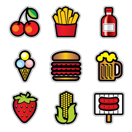set vector color icons of food with the contour set vector color icons of food with the contour