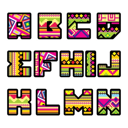 set of letters with the design of a Mexican style (part 1)のイラスト素材
