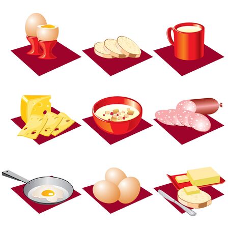 set  vector image of eating breakfastのイラスト素材
