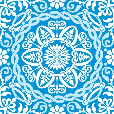vector seamless background with blue winter ornamentのイラスト素材